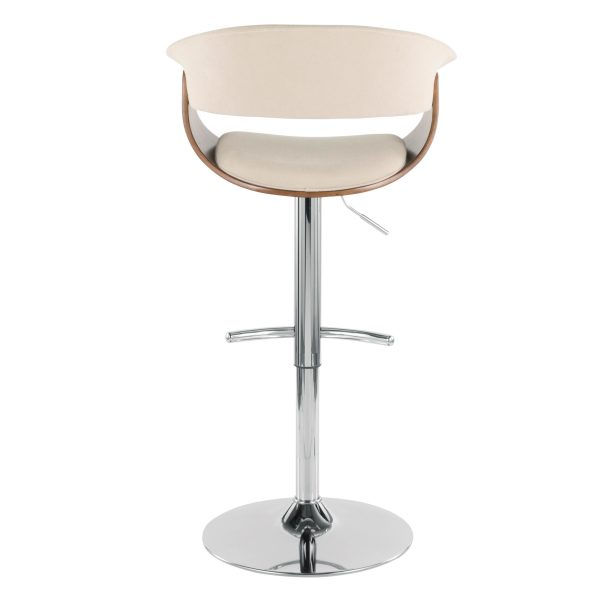 Vintage Mod Cream Fabric Walnut Swivel Barstools Set of 2 9