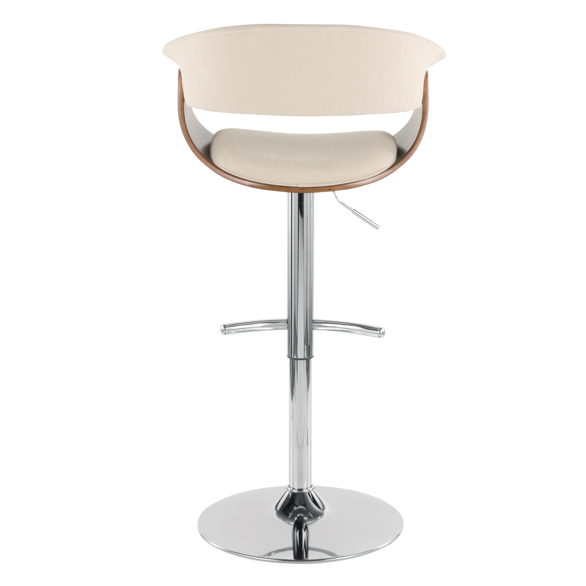 Vintage Mod Cream Fabric Walnut Swivel Barstools (Set of 2) 10 Vintage Mod Cream Fabric Walnut Swivel Barstools (Set of 2) - Image 10