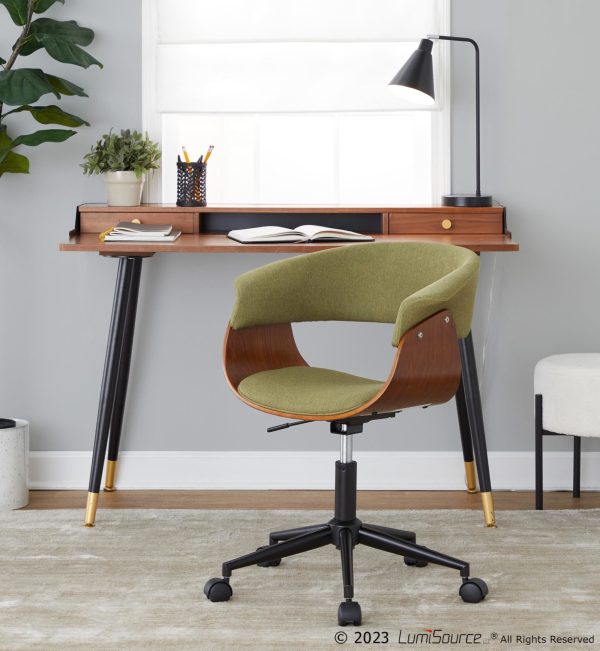 Vintage Mod Green Fabric Mid Century Modern Office Chair 1