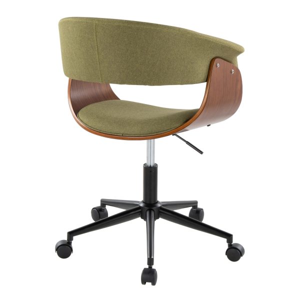 Vintage Mod Green Fabric Mid Century Modern Office Chair 4