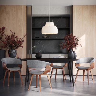 Vintage Mod Light Grey Mid-Century Modern Dining Chairs (Set of 2)