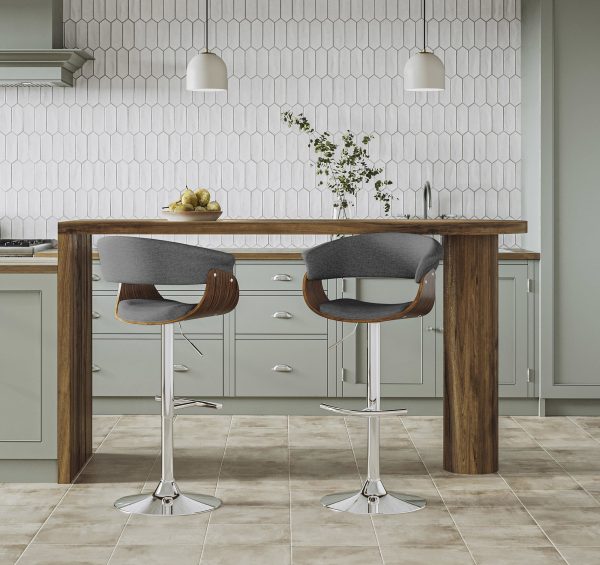 Vintage Mod Light Grey Swivel Barstools Set of 2 1