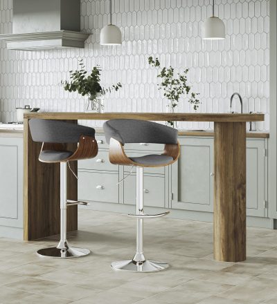 Vintage Mod Light Grey Swivel Barstools (Set of 2)