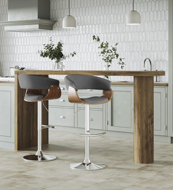 Vintage Mod Light Grey Swivel Barstools Set of 2