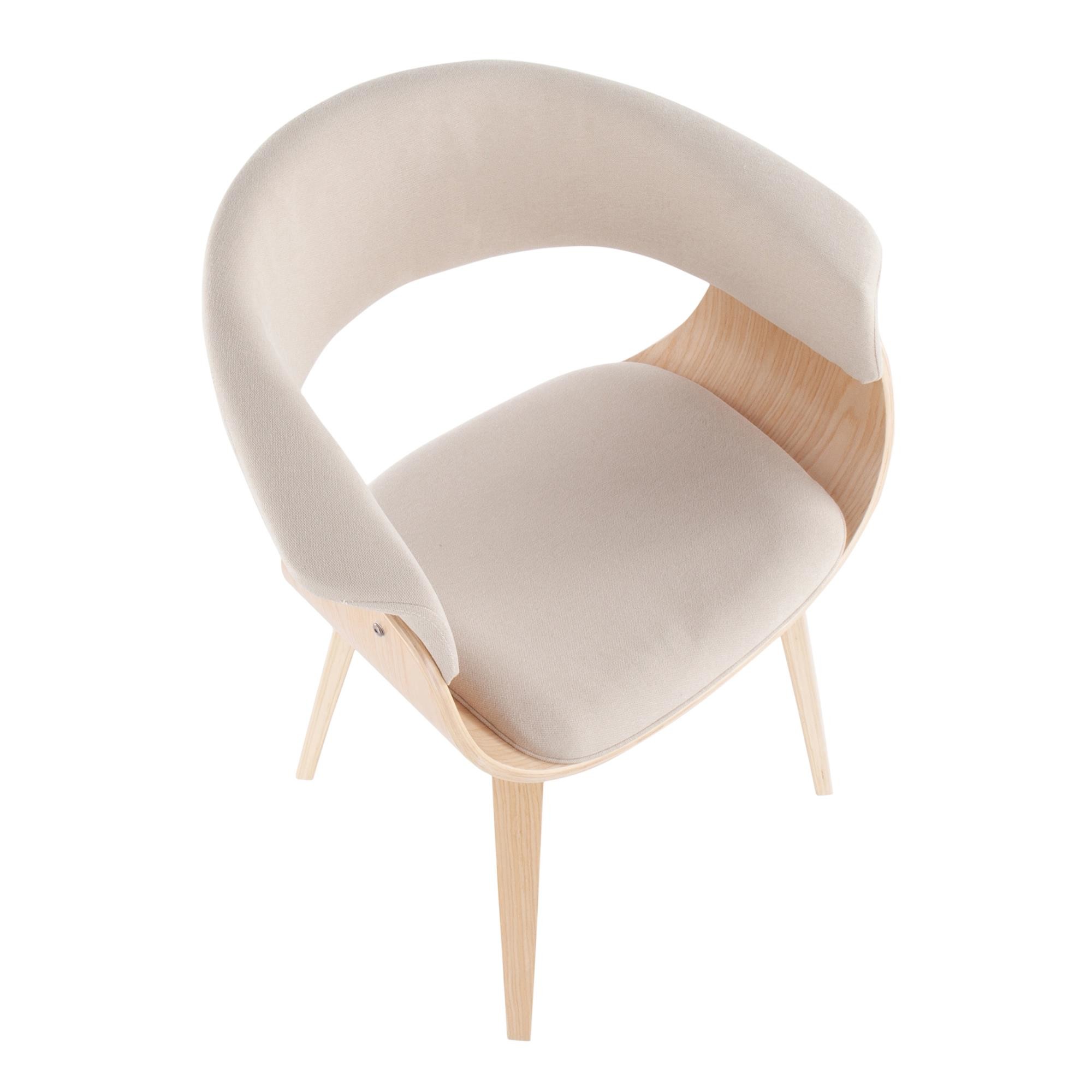 Vintage Mod Mid-Century Modern Natural Wood Cream Accent Chair 11 Vintage Mod Mid-Century Modern Natural Wood Cream Accent Chair - Image 11