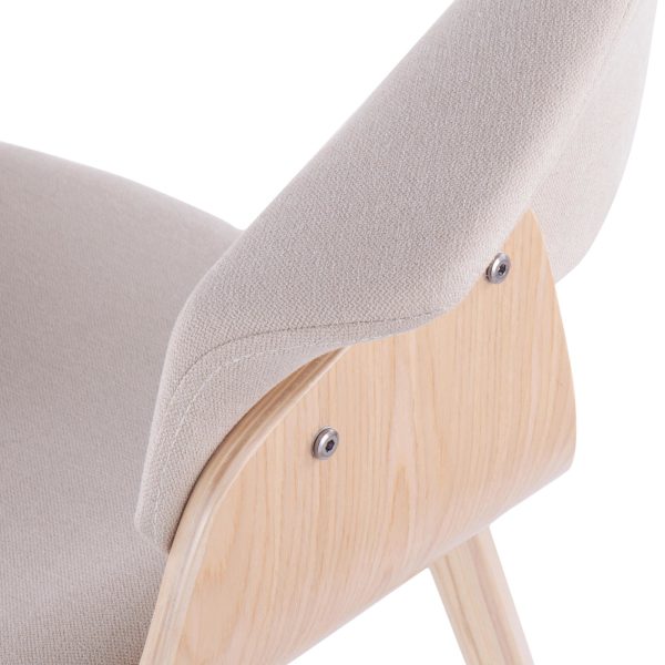 Vintage Mod Mid Century Modern Natural Wood Cream Accent Chair 11