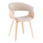 Vintage Mod Mid-Century Modern Natural Wood Cream Accent Chair 21 Vintage Mod Mid-Century Modern Natural Wood Cream Accent Chair