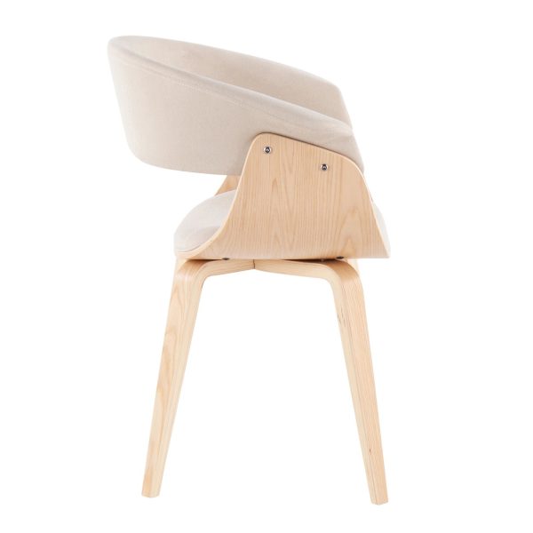Vintage Mod Mid Century Modern Natural Wood Cream Accent Chair 6
