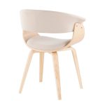 Vintage Mod Mid-Century Modern Natural Wood Cream Accent Chair 23 Vintage Mod Mid-Century Modern Natural Wood Cream Accent Chair