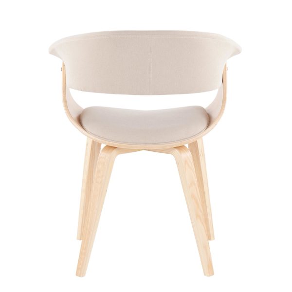 Vintage Mod Mid Century Modern Natural Wood Cream Accent Chair 8