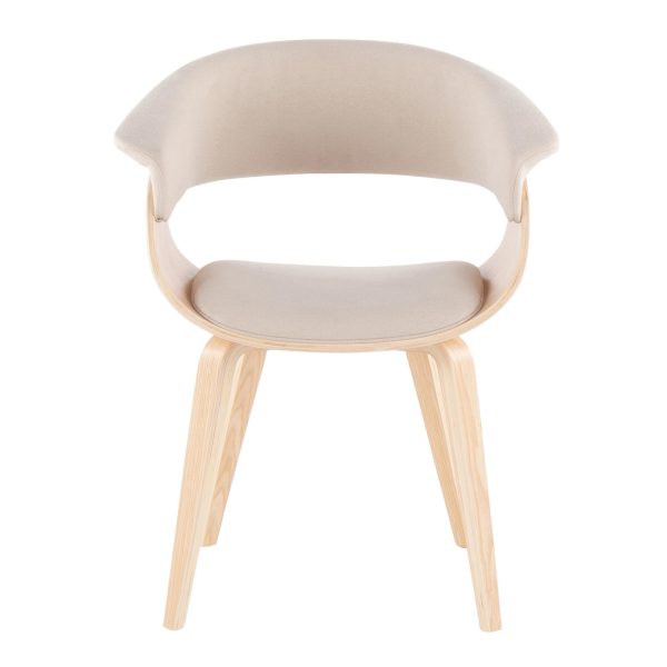 Vintage Mod Mid Century Modern Natural Wood Cream Accent Chair 9