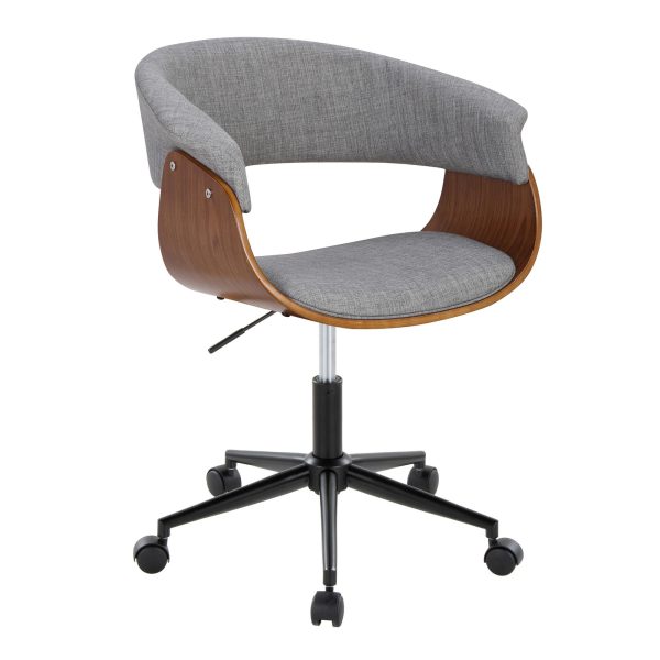 Vintage Mod Mid Century Modern Office Chair Black Walnut Grey 2