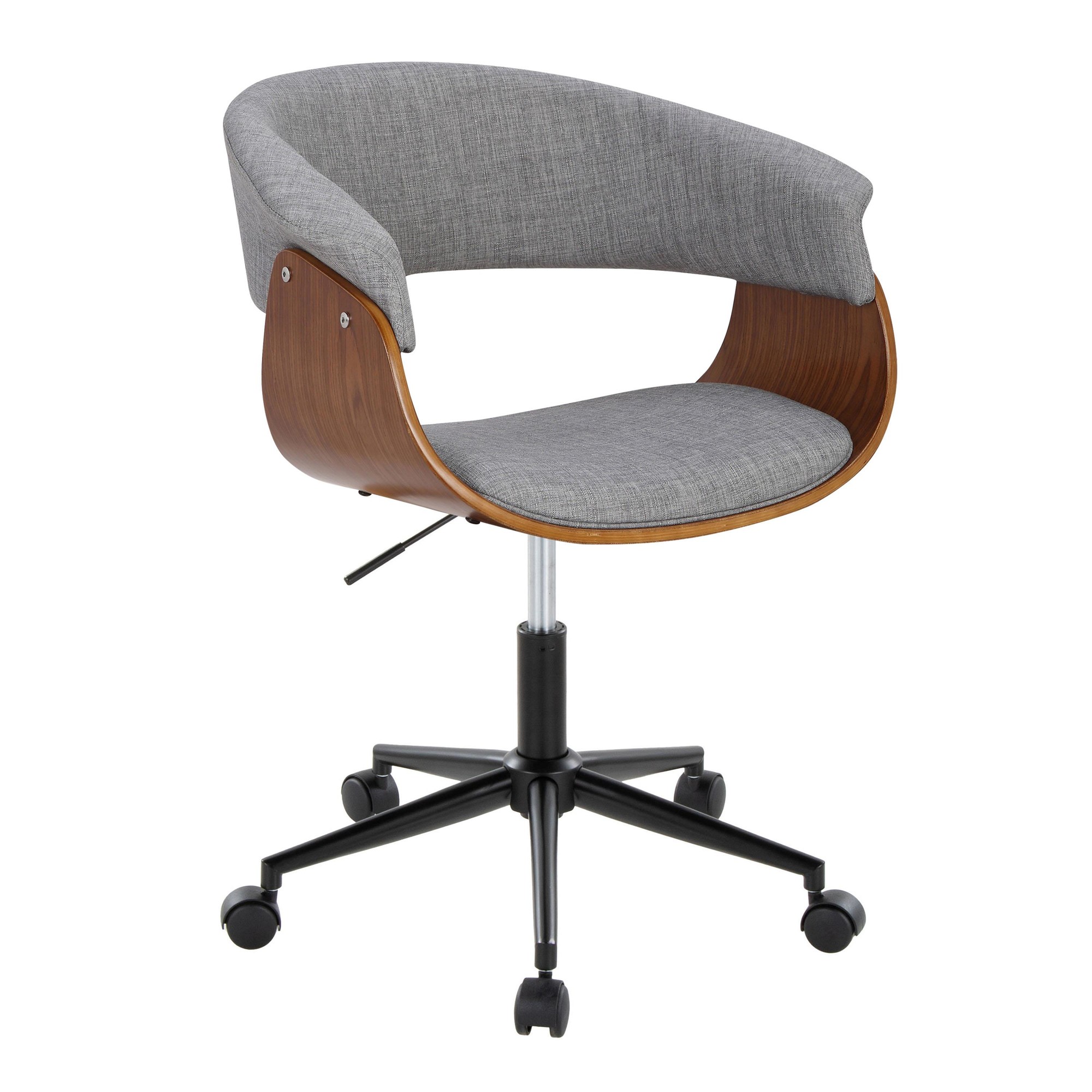 Vintage Mod Mid-Century Modern Office Chair Black Walnut Grey 3 Vintage Mod Mid-Century Modern Office Chair Black Walnut Grey - Image 3