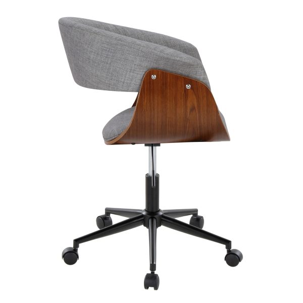 Vintage Mod Mid Century Modern Office Chair Black Walnut Grey 3
