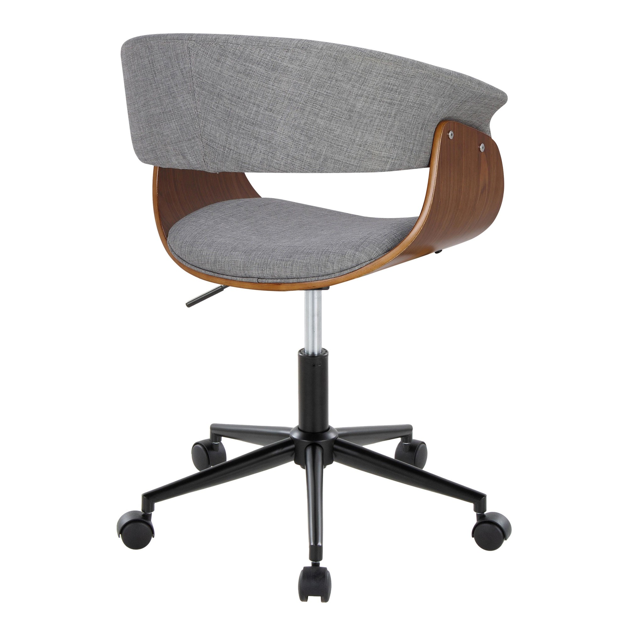 Vintage Mod Mid-Century Modern Office Chair Black Walnut Grey 5 Vintage Mod Mid-Century Modern Office Chair Black Walnut Grey - Image 5