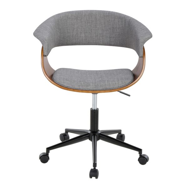 Vintage Mod Mid Century Modern Office Chair Black Walnut Grey 6