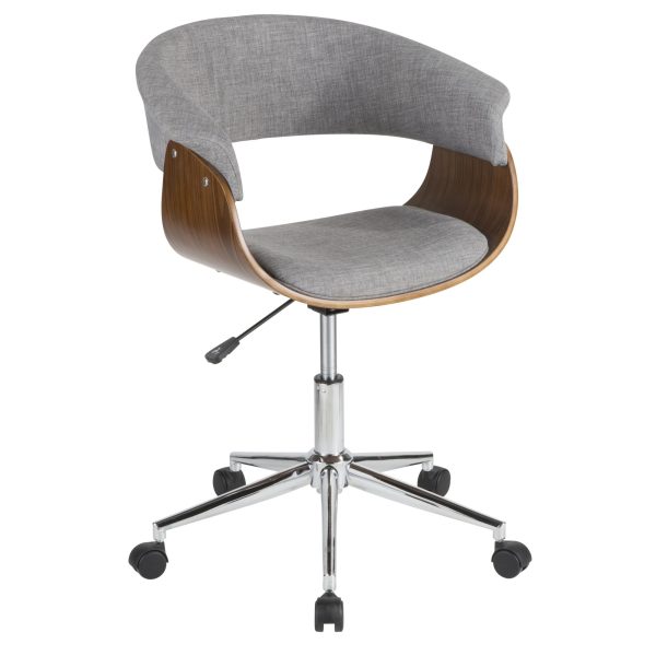 Vintage Mod Mid Century Modern Office Chair Walnut Light Grey 1