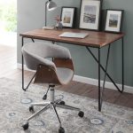 Vintage Mod Mid-Century Modern Office Chair Walnut Light Grey