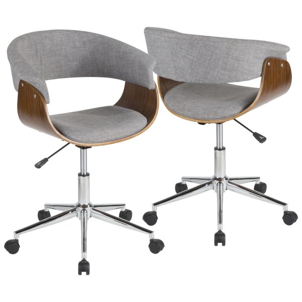 Vintage Mod Mid Century Modern Office Chair Walnut Light Grey 2