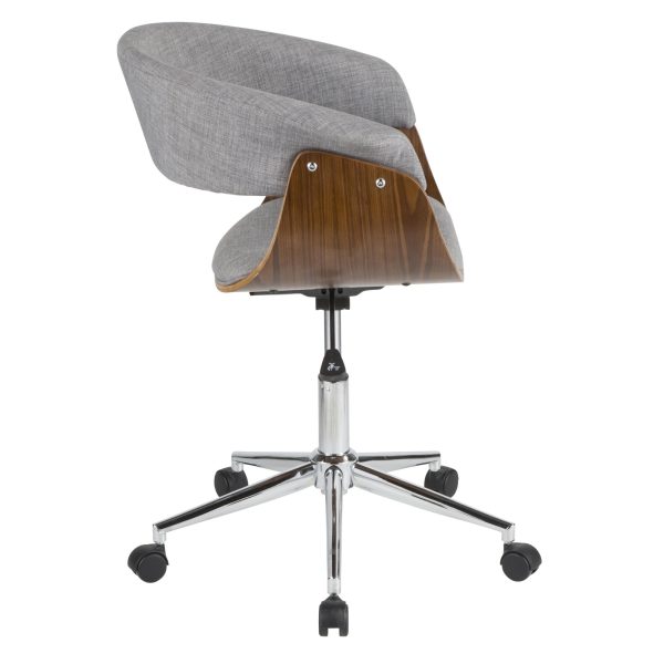 Vintage Mod Mid Century Modern Office Chair Walnut Light Grey 3