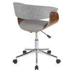 Vintage Mod Mid-Century Modern Office Chair Walnut Light Grey