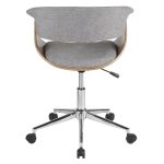 Vintage Mod Mid-Century Modern Office Chair Walnut Light Grey