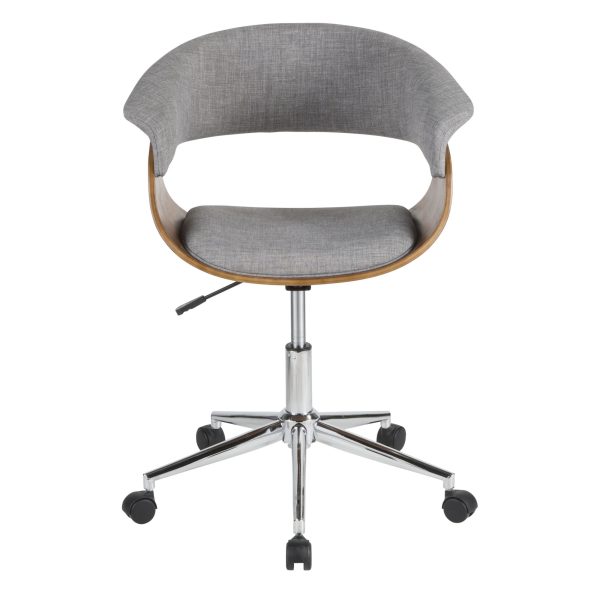 Vintage Mod Mid Century Modern Office Chair Walnut Light Grey 6