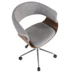Vintage Mod Mid-Century Modern Office Chair Walnut Light Grey