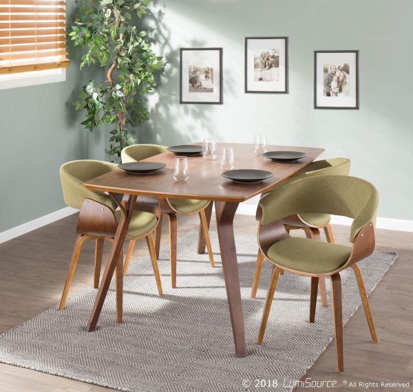 Vintage Mod Mid Century Modern Walnut and Green Accent Chair 5