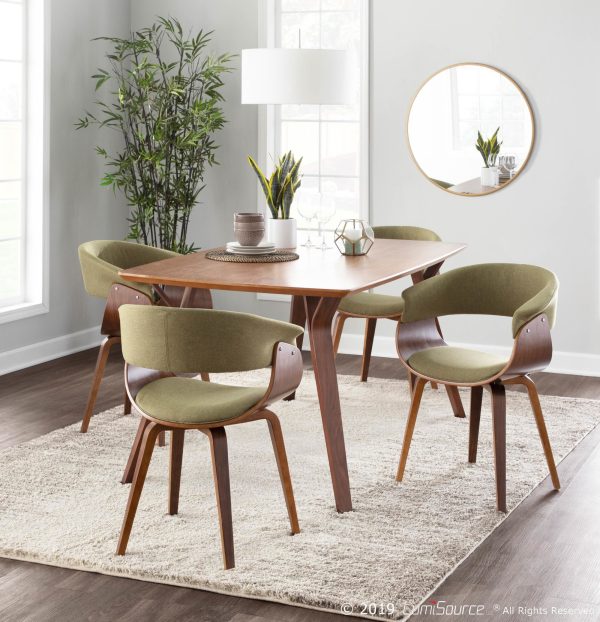 Vintage Mod Mid Century Modern Walnut and Green Accent Chair