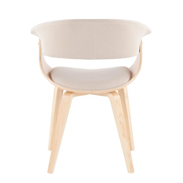 Vintage Mod Mid Century Natural Wood Cream Accent Chairs Set of 2 10