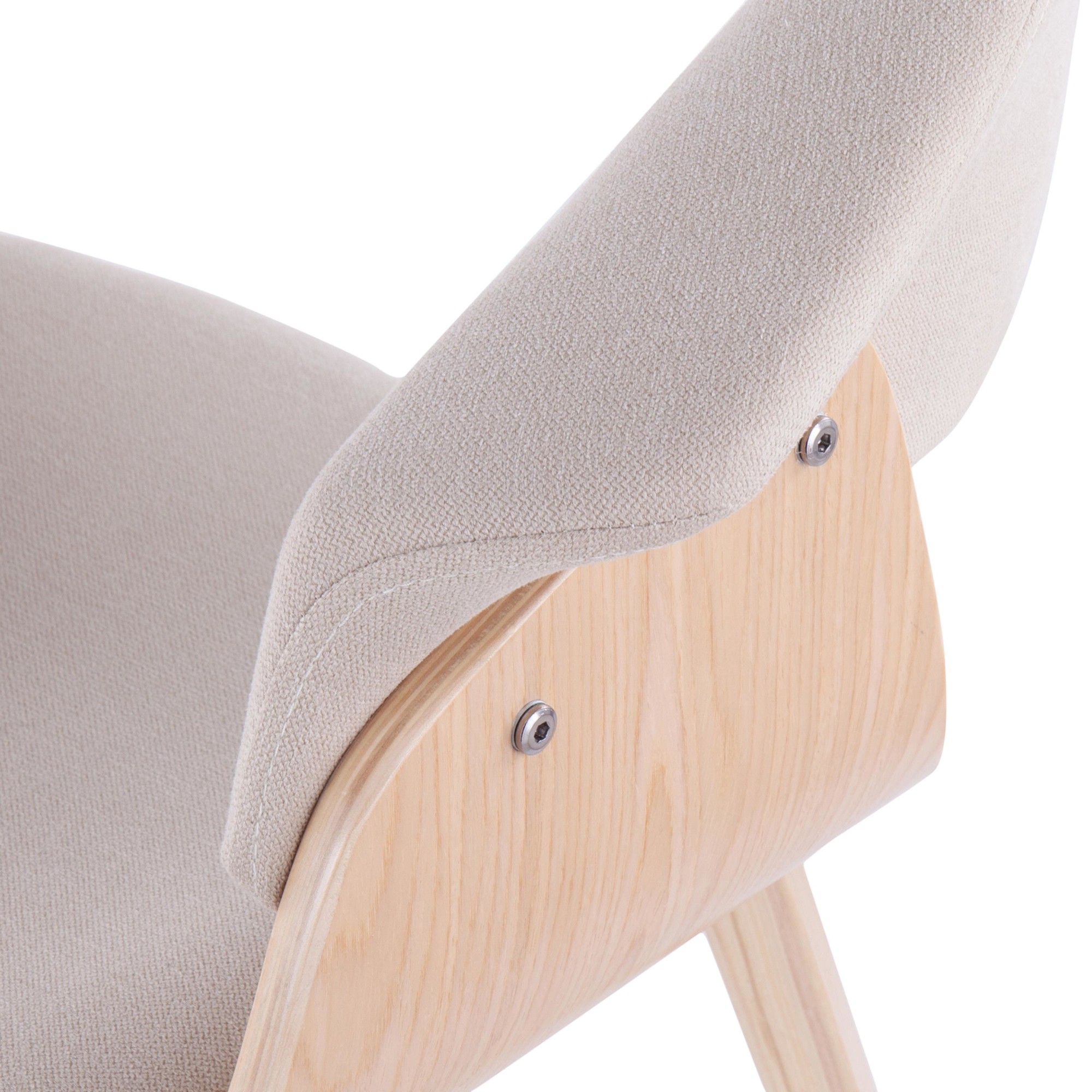 Vintage Mod Mid-Century Natural Wood Cream Accent Chairs (Set of 2) 14 Vintage Mod Mid-Century Natural Wood Cream Accent Chairs (Set of 2) - Image 14