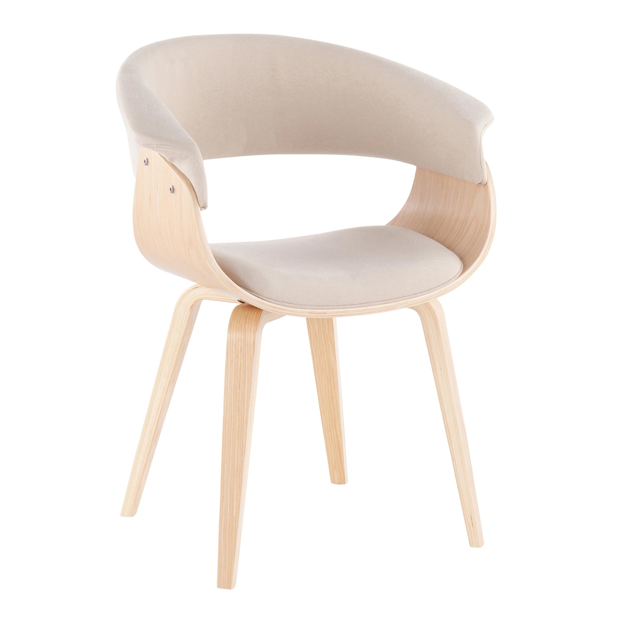 Vintage Mod Mid-Century Natural Wood Cream Accent Chairs (Set of 2) 8 Vintage Mod Mid-Century Natural Wood Cream Accent Chairs (Set of 2) - Image 8