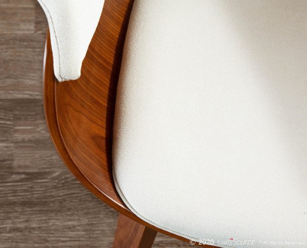 Vintage Mod Walnut Cream Mid Century Modern Accent Chair 1