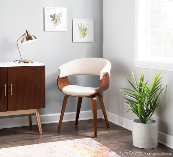 Vintage Mod Walnut Cream Mid Century Modern Accent Chair 3