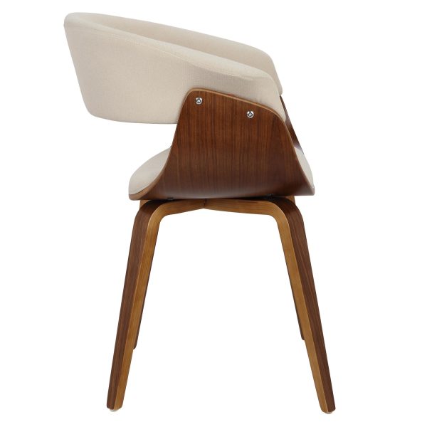 Vintage Mod Walnut Cream Mid Century Modern Accent Chair 5
