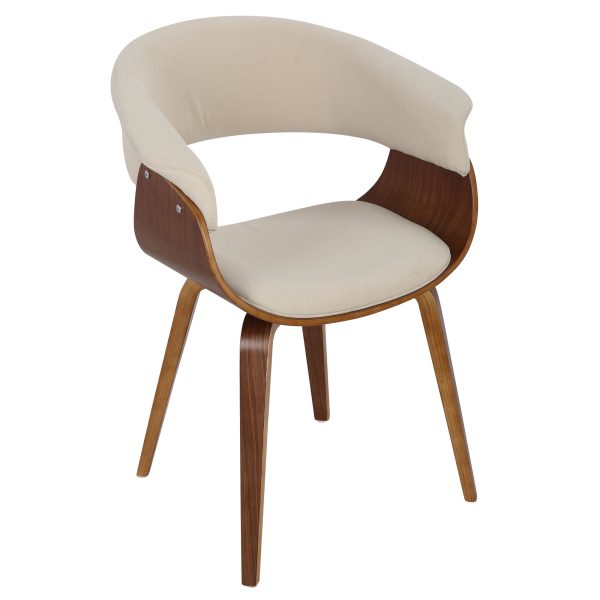 Vintage Mod Walnut Cream Mid Century Modern Accent Chair 9