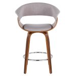 Vintage Mod Walnut Wood Stone Fabric Counter Stools (Set of 2)