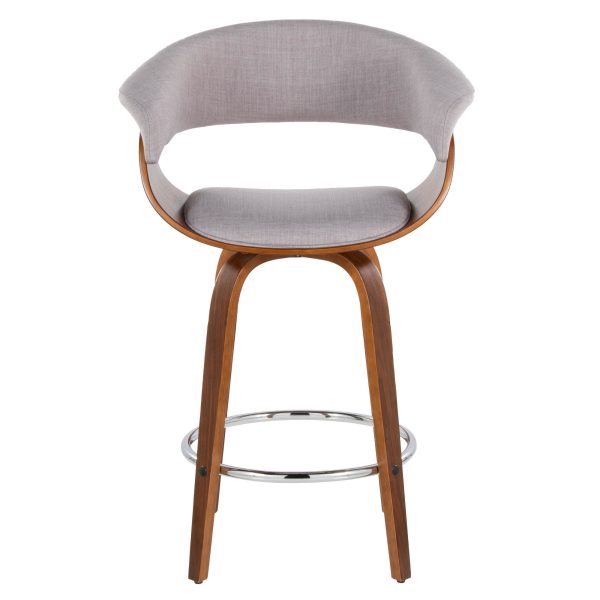 Vintage Mod Walnut Wood Stone Fabric Counter Stools Set of 2 11