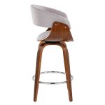 Vintage Mod Walnut Wood Stone Fabric Counter Stools (Set of 2)