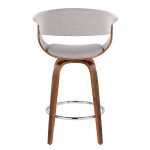 Vintage Mod Walnut Wood Stone Fabric Counter Stools (Set of 2)