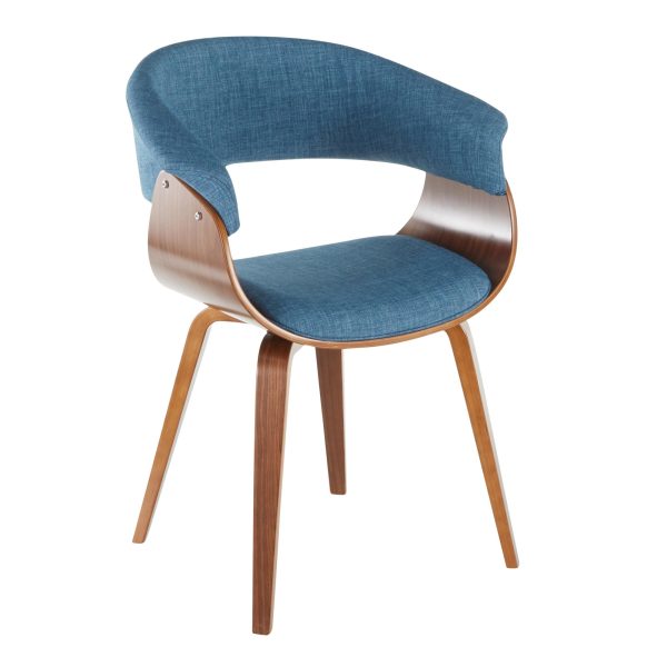 Vintage Mod Walnut and Blue Mid Century Modern Accent Chair 4