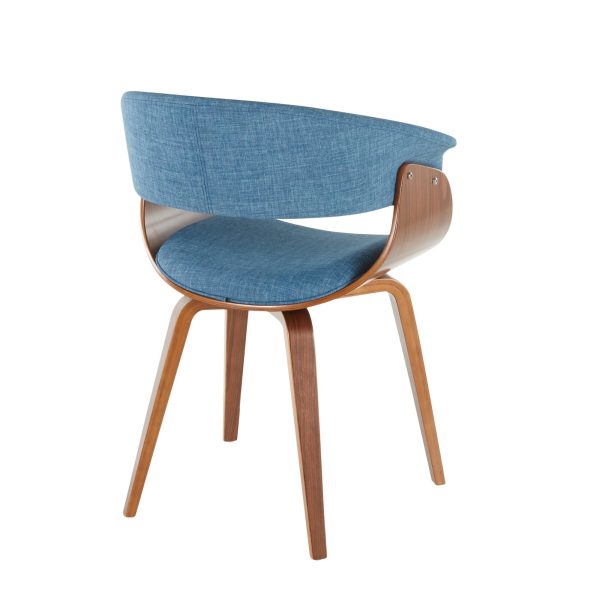 Vintage Mod Walnut and Blue Mid Century Modern Accent Chair 6