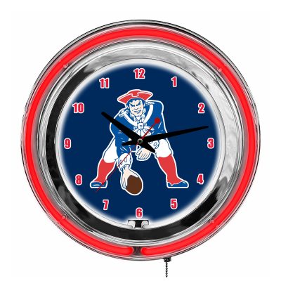 Vintage Patriots 14 Inch Neon Chrome Clock NFL Licensed
