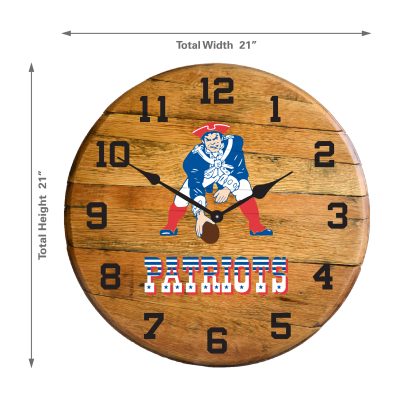 Vintage Patriots NFL Oak Barrel Wall Clock