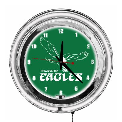 Vintage Philadelphia Eagles 14" Neon Chrome Clock