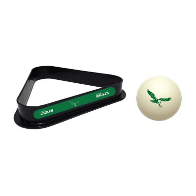 Vintage Philadelphia Eagles Billiards Triangle and Cue Ball Set