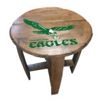 Vintage Philadelphia Eagles Oak Barrel Side Table