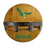 Vintage Philadelphia Eagles Oak Whiskey Barrel Bar Shelf