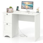 Vintage Wooden Computer Desk with Drawers for Home Office Use
